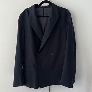 Zara Double Breasted Suit Jacket Navy Blue